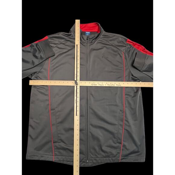 Reebok Men’s Full Zip Track Jacket Gray XXL Black Red Striped Sleeves Retro Y2K - Picture 12 of 12
